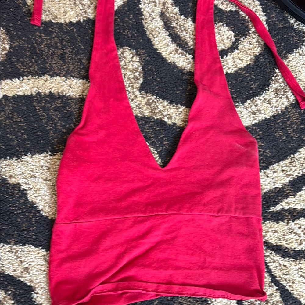 Hollister Red Sleeveless Crop Tank Top
